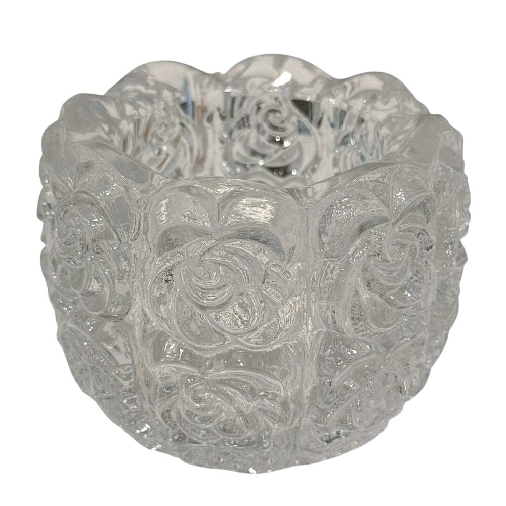 Vintage GOEBEL Lead Crystal Charlottenhutte Ice Rose Votive Candleholder